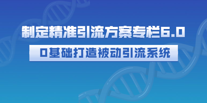 制定精准引流方案专栏6.0：0基础打造被动引流系统（价值1380元）-甘南项目网