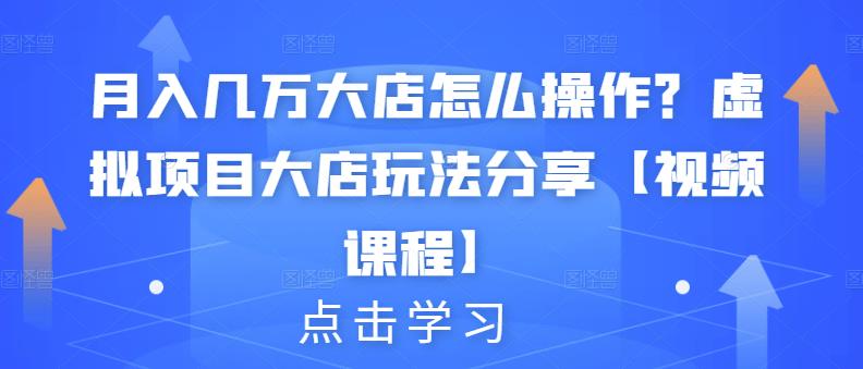 月入几万大店怎么操作？虚拟项目大店玩法分享！【视频教程】-甘南项目网