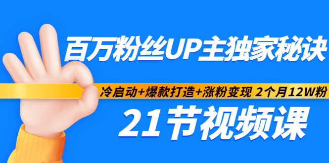 百万粉丝UP主独家秘诀：冷启动+爆款打造+涨粉变现 2个月12W粉（21节视频课)-甘南项目网