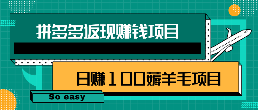 拼多多返现赚钱项目，简单操作轻松日赚100+薅羊毛项目【视频教程】-甘南项目网