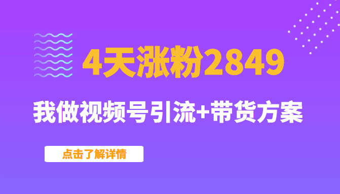 某公众号付费文章：4天涨粉2849，我做视频号引流+带货方案（无水印）-甘南项目网