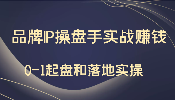 秒懂代运营：品牌IP操盘手实战赚钱，0-1起盘和落地实操（价值199元）-甘南项目网