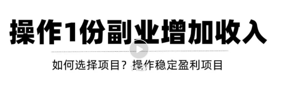 新手如何通过操作副业增加收入，从项目选择到玩法分享！【视频教程】-甘南项目网