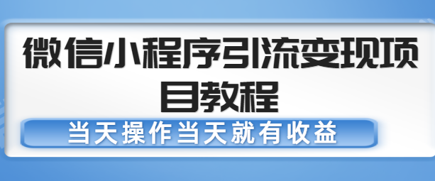 微信小程序引流变现项目教程，当天操作当天就有收益，变现不再是难事【无水印】-甘南项目网