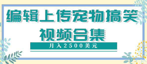 编辑上传宠物搞笑视频合集，就可以通过YouTube赚钱月入2500美元【视频教程】-甘南项目网