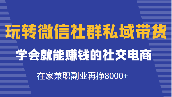 玩转微信社群私域带货，学会就能赚钱的社交电商，在家兼职副业再挣8000+-甘南项目网