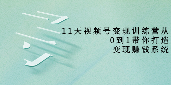 11天视频号变现训练营，从0到1打造变现赚钱系统（价值398元）-甘南项目网