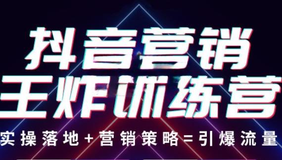 抖音营销王炸训练营，实操落地+营销策略=引爆流量（价值8960元）-甘南项目网