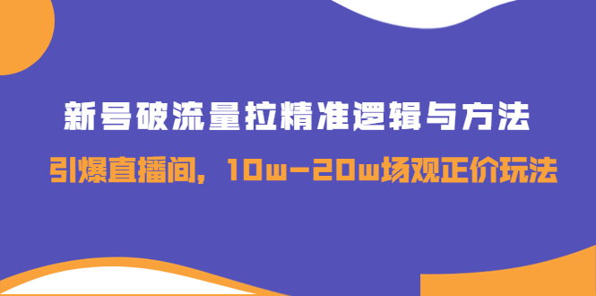 新号破流量拉精准逻辑与方法，引爆直播间，10w-20w场观正价玩法-甘南项目网