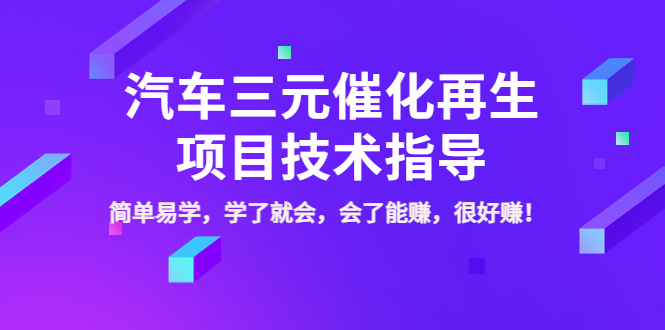 汽车三元催化再生项目技术指导，简单易学，学了就会，会了能赚，很好赚！-甘南项目网