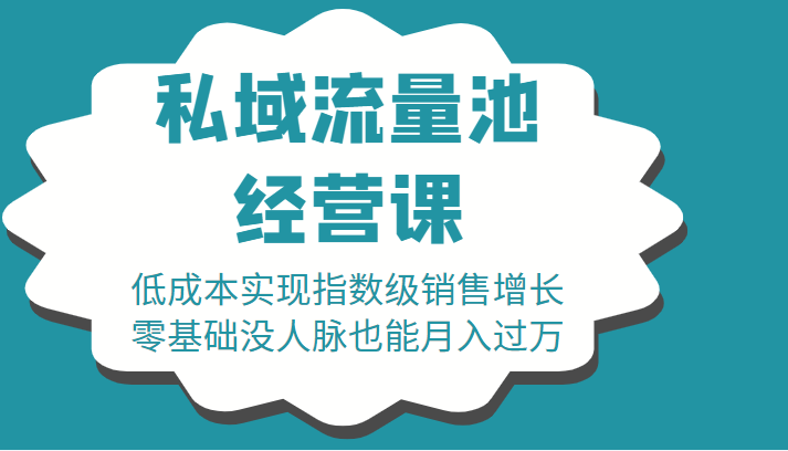 16堂私域流量池经营课：低成本实现指数级销售增长，零基础没人脉也能月入过万-甘南项目网