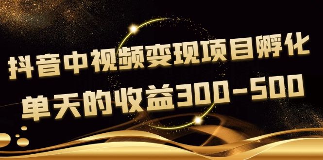 《抖音中视频变现项目孵化》单天的收益300-500 操作简单粗暴（无水印）-甘南项目网