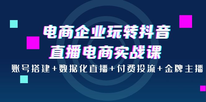 电商企业玩转抖音直播电商实战课：账号搭建+数据化直播+付费投流+金牌主播-甘南项目网