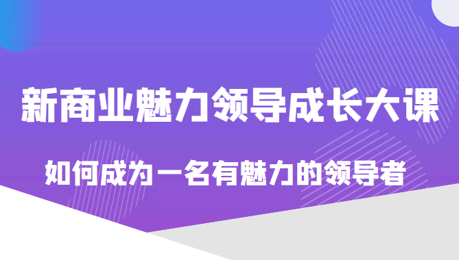 价值618元的新商业魅力领导成长大课，如何成为一名有魅力的领导者（无水印）-甘南项目网