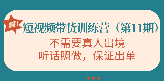 视频带货训练营，不需要真人出境，听话照做，保证出单（第11期）-甘南项目网