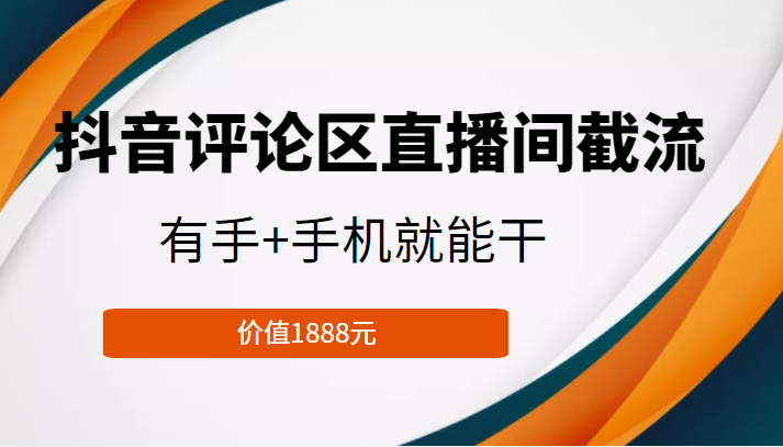 抖音评论区直播间截流，有手+手机就能干，门槛极低，模式可大量复制（价值1888元）-甘南项目网