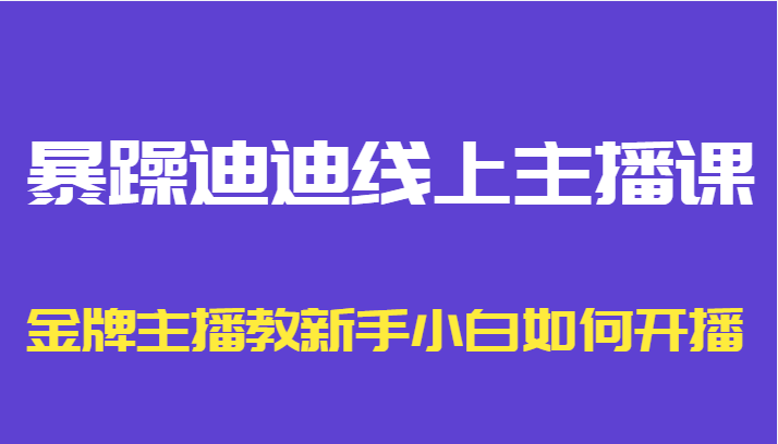 暴躁迪迪线上主播课，金牌主播教新手小白如何开播-甘南项目网