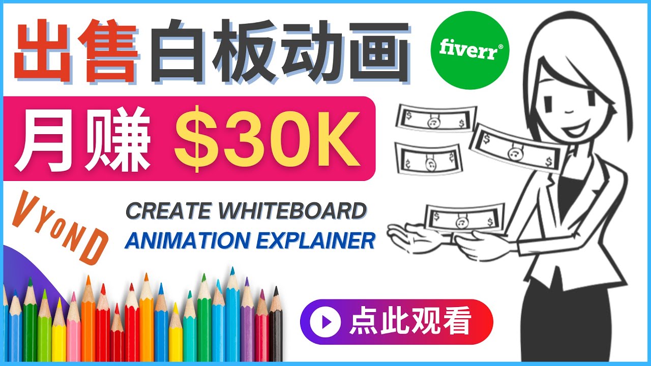 如何用最简单制作白板动画（WhiteBoard Animation）月赚3万美元-甘南项目网