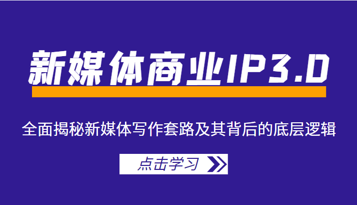 新媒体商业IP3.0，全面揭秘新媒体写作套路及其背后的底层逻辑（价值1299元）-甘南项目网