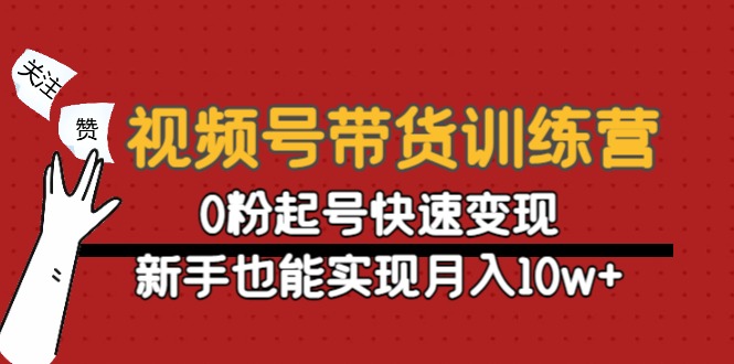 视频号带货训练营：0粉起号快速变现，新手也能实现月入10w+-甘南项目网