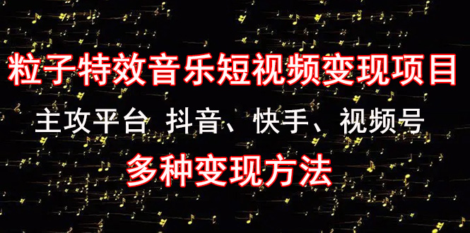 《粒子特效音乐短视频变现项目》主攻平台 抖音、快手、视频号 多种变现方法-甘南项目网