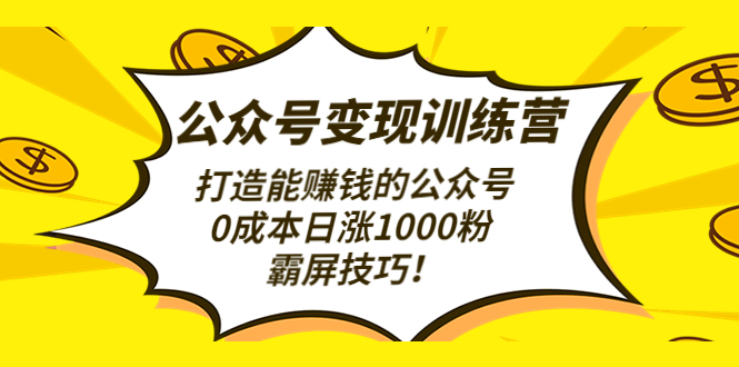 公众号变现训练营（第3期）打造能赚钱的公众号，0成本日涨1000粉，霸屏技巧-甘南项目网