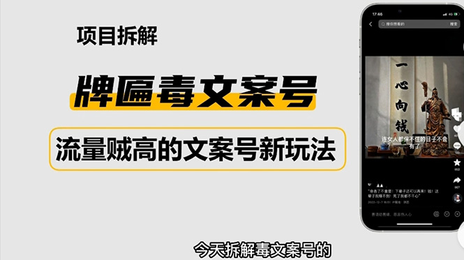 2023抖音快手毒文案新玩法，牌匾文案号，起号快易变现-甘南项目网