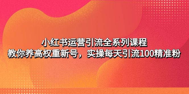 小红书运营引流全系列课程：教你养高权重新号，实操每天引流100精准粉-甘南项目网