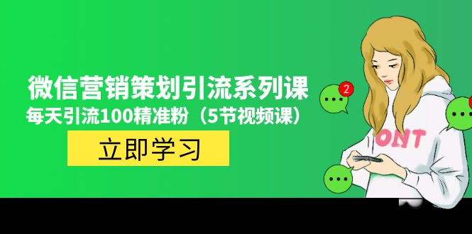 价值百万的微信营销策划引流系列课，每天引流100精准粉（5节视频课）-甘南项目网