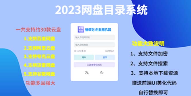 （项目课程）2023网盘目录运营系统，一键安装教学，一共支持约30款云盘-甘南项目网