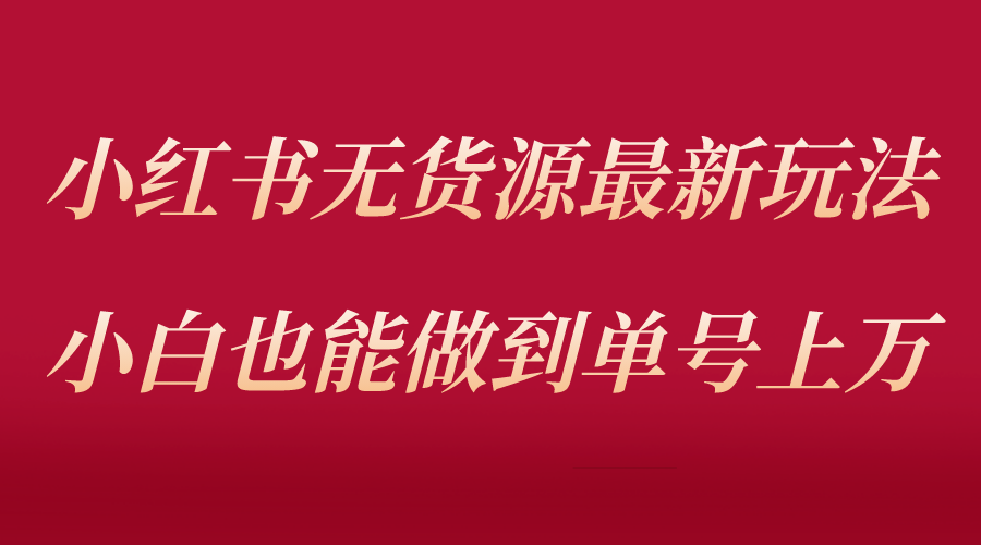 小红书无货源最新螺旋起号玩法，电商小白也能做到单号上万（价值3980元）-甘南项目网