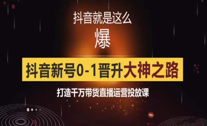 0粉自然流实战起号课，抖音新号0~1晋升大神之路，打造千万带货直播运营投放课-甘南项目网