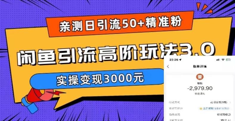 日引50+精准粉，闲鱼引流高阶玩法3.0，实操变现3000元-甘南项目网