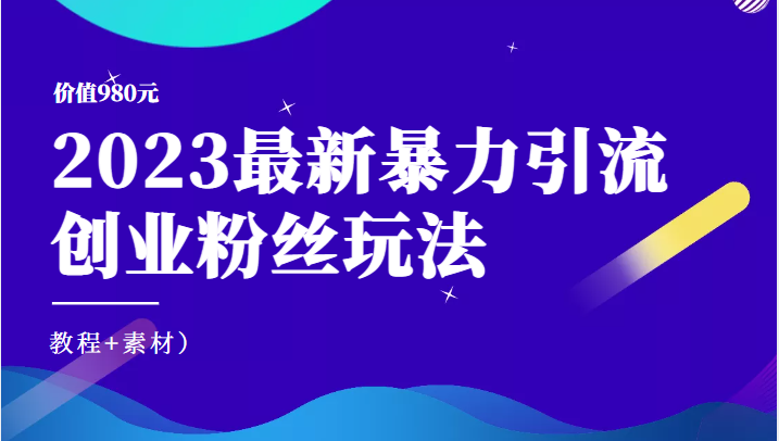 价值980元的2023最新暴力引流创业粉丝玩法（教程+素材）-甘南项目网