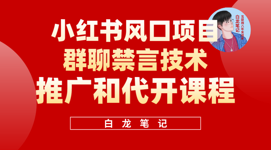 小红书风口项目日入300+，小红书群聊禁言技术代开项目，适合新手操作-甘南项目网