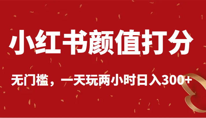 小红书颜值打分，无门槛，一天玩两小时日入300+-甘南项目网