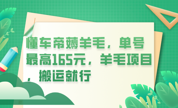 懂车帝薅羊毛，单号最高165元，羊毛项目，搬运就行-甘南项目网