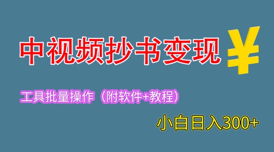 2023中视频抄书变现（附工具+教程），一天300+，特别适合新手操作的副业-甘南项目网