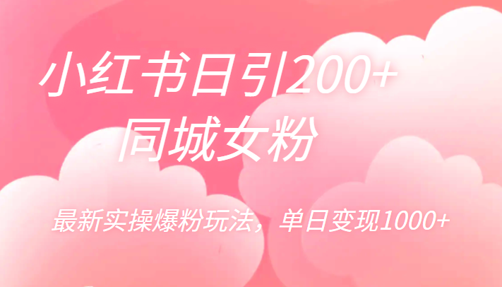 小红书日引200+同城女粉，最新实操爆粉玩法，单日变现1000+-甘南项目网