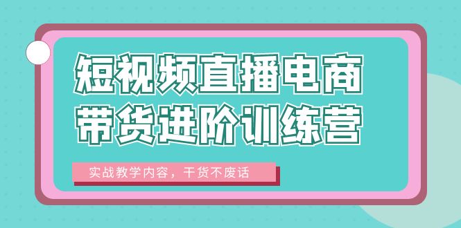 短视频直播电商带货进阶训练营：实战教学内容，干货不废话！-甘南项目网