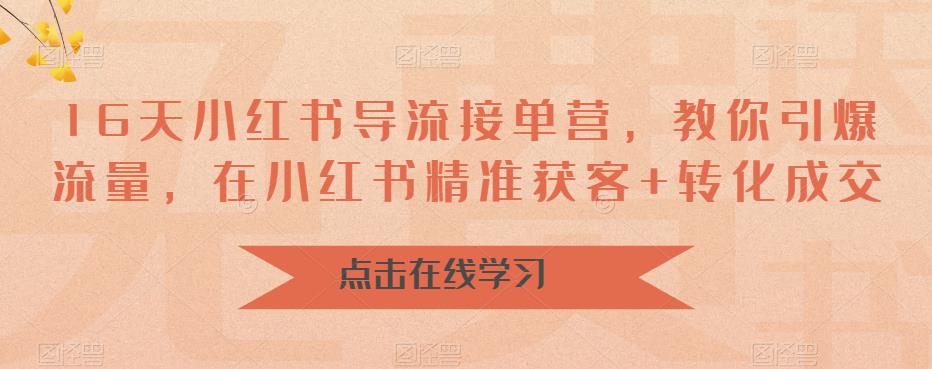 16天-小红书 导流接单营，教你引爆流量，在小红书精准获客+转化成交-甘南项目网