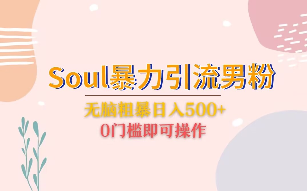 Soul暴力引流男粉玩法，无脑粗暴日入500＋，0门槛即可操作-甘南项目网