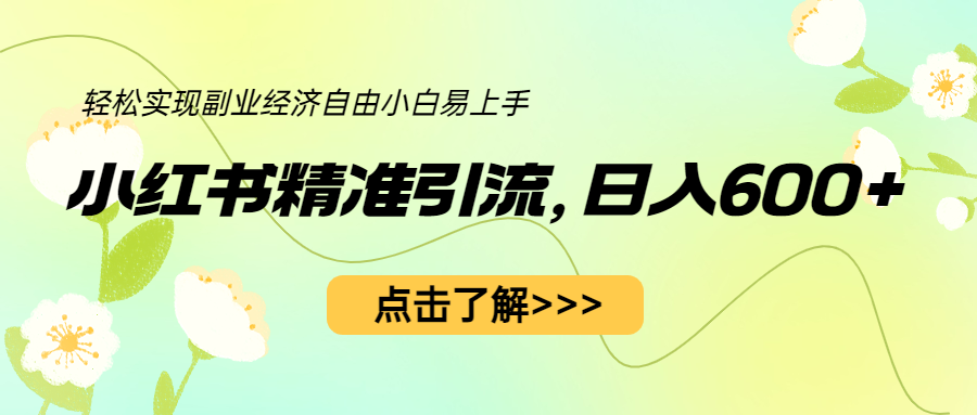 小红书精准引流，小白日入600+，轻松实现副业经济自由（教程+1153G资源）-甘南项目网