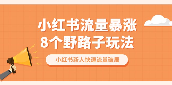 小红书流量-暴涨8个野路子玩法：小红书新人快速流量破局（8节课）-甘南项目网