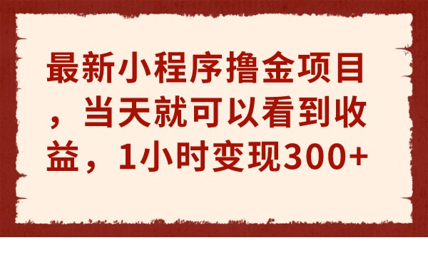 最新小程序撸金项目，当天就可以看到收益，1小时变现300+-甘南项目网