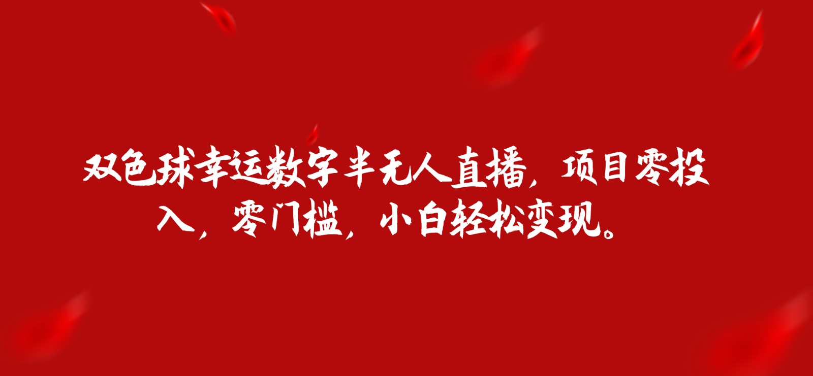 双色球幸运数字半无人直播，项目零投入，零门槛，小白轻松变现。-甘南项目网