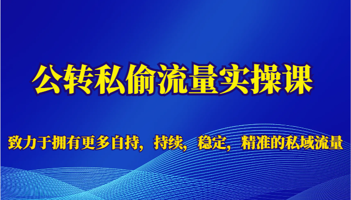 公转私偷流量实操课，致力于拥有更多自持，持续，稳定，精准的私域流量-甘南项目网