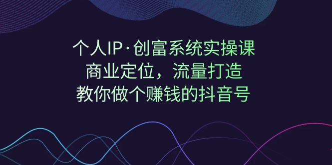 个人IP·创富系统实操课：商业定位，流量打造，教你做个赚钱的抖音号-甘南项目网