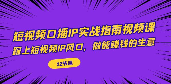 短视频口播IP实战指南视频课，踩上短视频IP风口，做能赚钱的生意（22节课）-甘南项目网