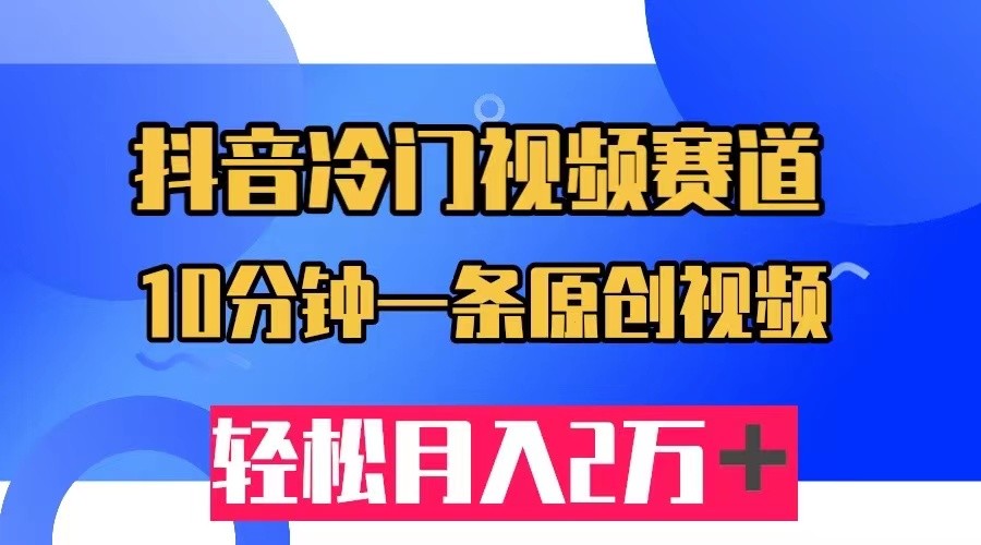 抖音冷门视频赛道，10分钟一条视频，轻松月入2W＋-甘南项目网